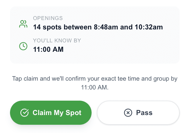 Last minute tee time invite